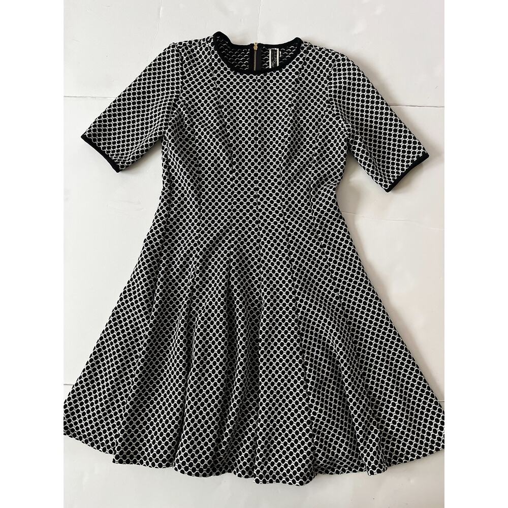 Julian Taylor Dress Women 6 Black Jacquard Fit & Flare Pockets Knee Length 60s